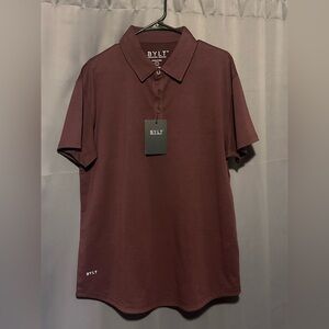 BYLT Men's Drop Cut SS Maroon Polo Shirt, size Large, NWT